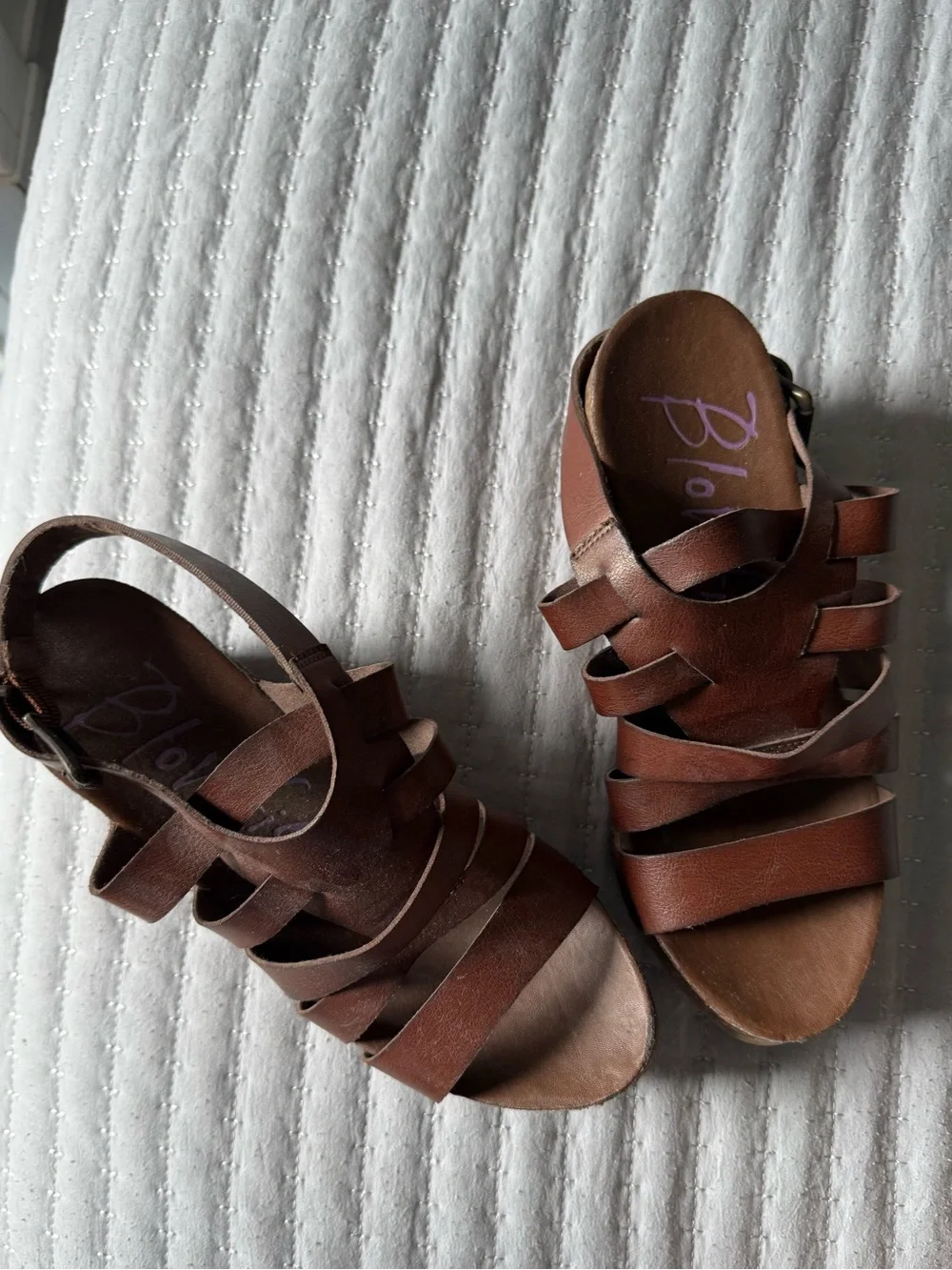 Blowfish Brown Leather Wedge Sandals